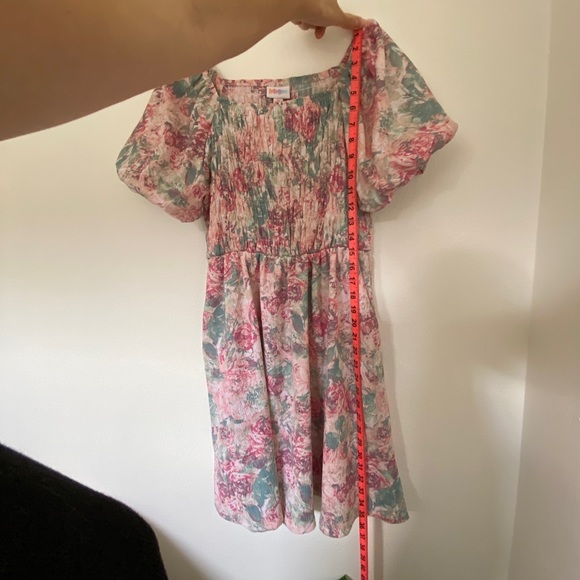 NWT LuLaRoe Alina Floral Smocked Puff Sleeve Nap Dress w Pockets | Pink Pastel - Picture 11 of 14